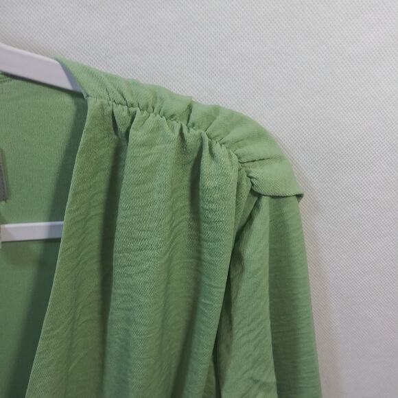 ASOS DESIGN Plunge Mini Dress with Wrap Drape Skirt Sage Green Size 10 - Picture 8 of 9